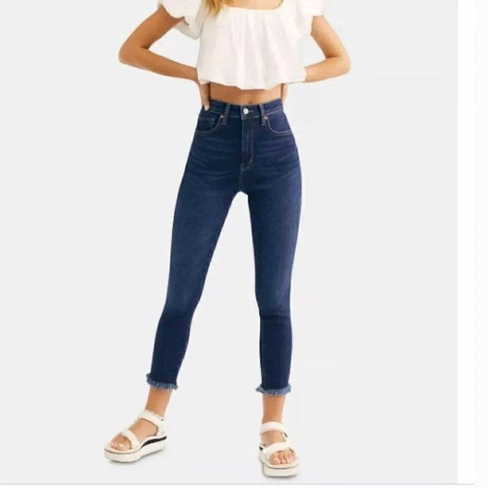 NWT Free People High Waist Raw Hem Skinny Jeans